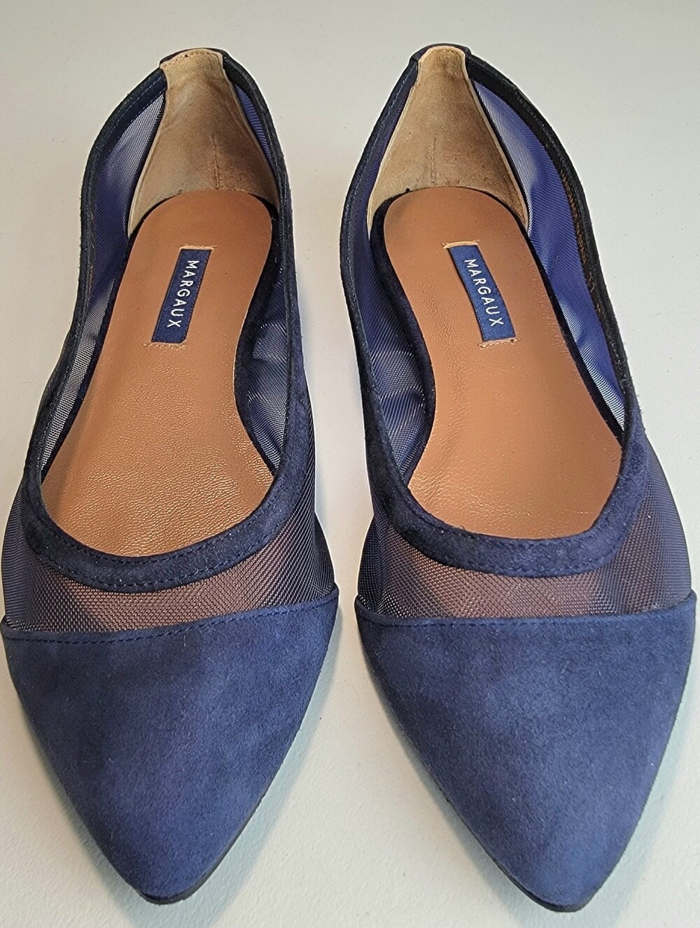 Margaux EU 37 US 7M The Pointe Navy Suede/Mesh Flats Handmade In Spain Slip On